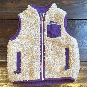 Patagonia Beige and Purple Fleece Vest